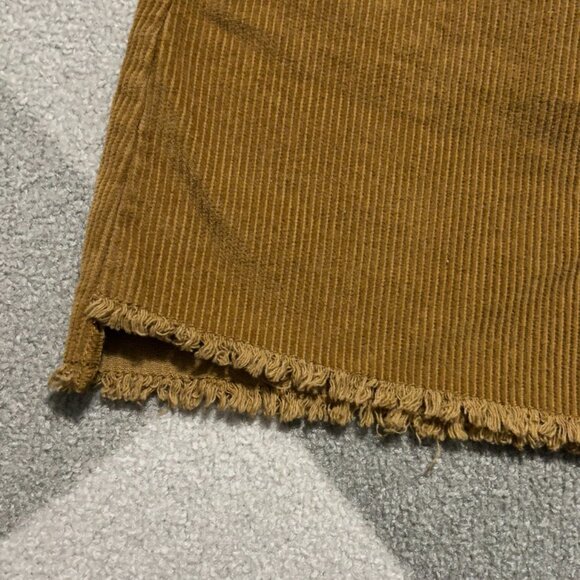 Indigo Rein Camel Corduroy Raw Hem BUTTON FLY Mini Skirt Junior's Size 11 - Picture 4 of 9